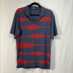 🍔 Radmor golf Blue and Red Polo with Abstract Stripes: